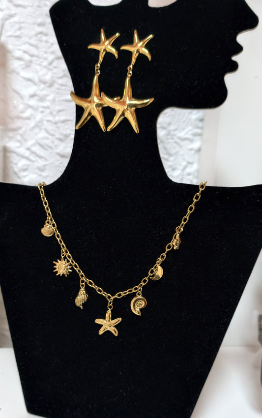 Collier breloques Papeete acier inoxydable