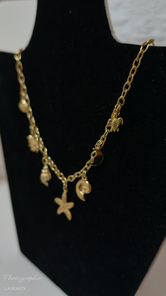 Collier breloques Papeete acier inoxydable